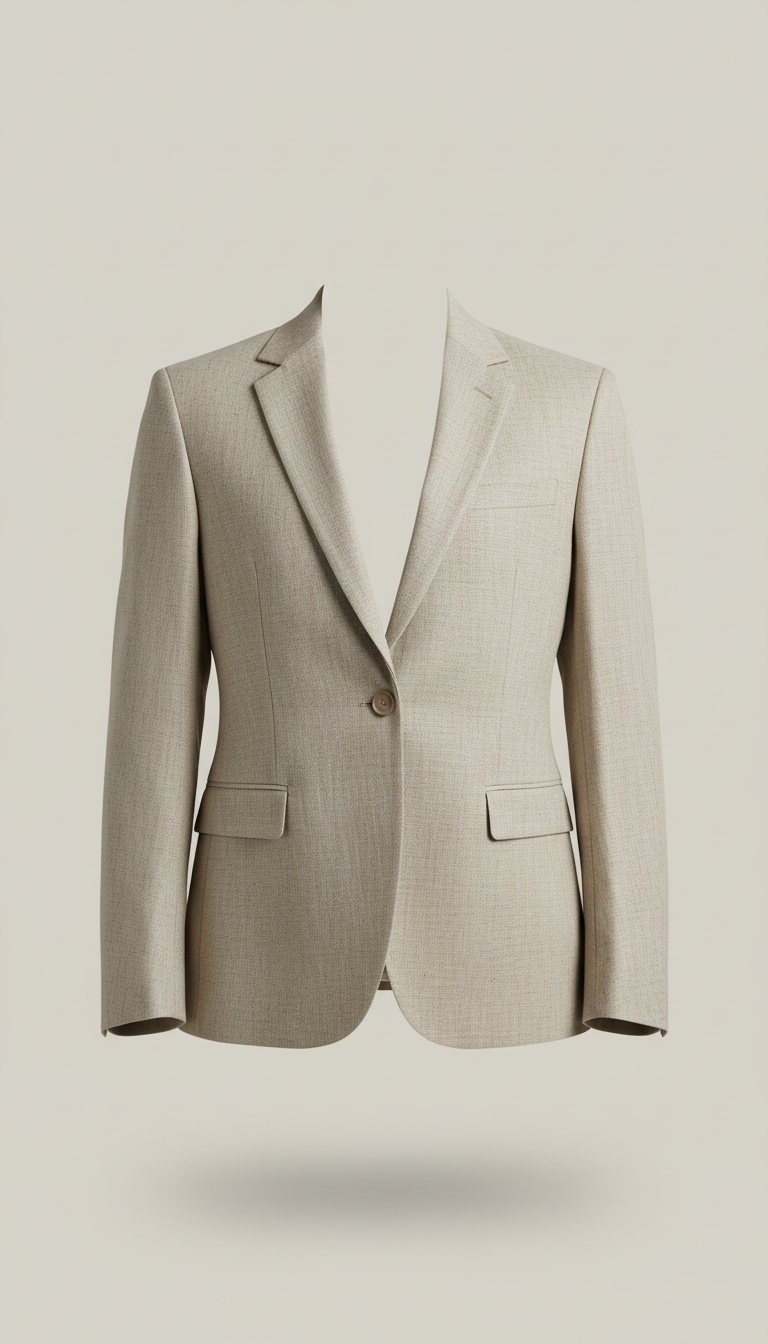 Blazer beige pietra in misto lino