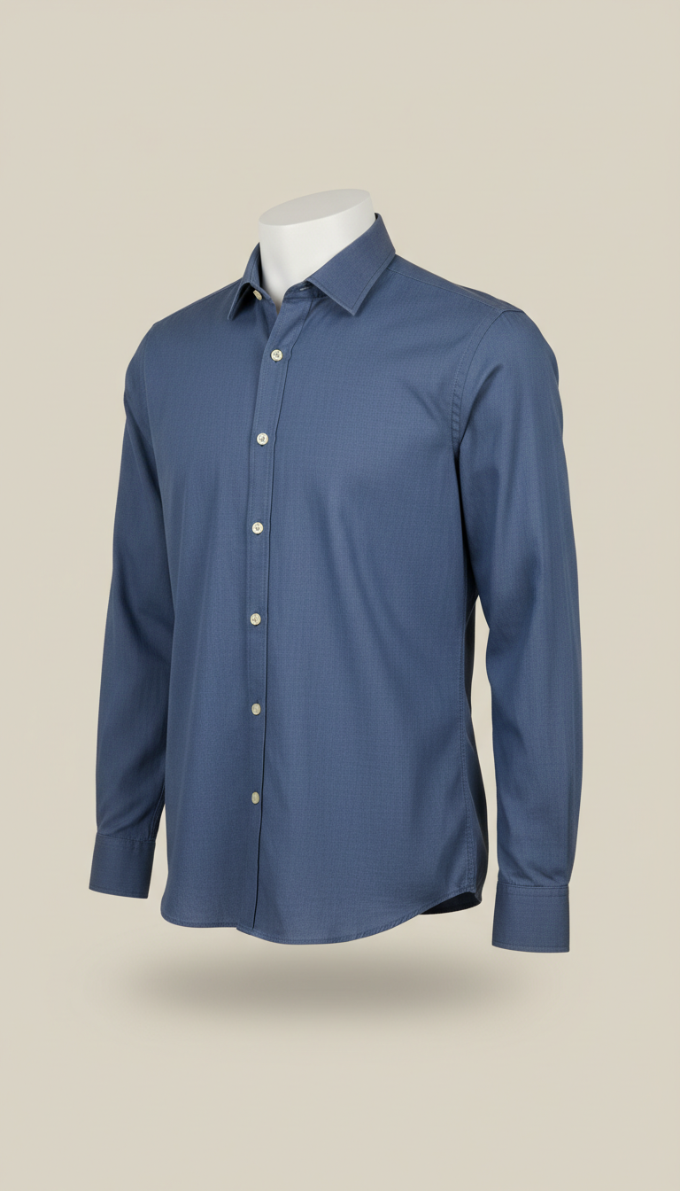 Camicia azzurro ardesia in cotone